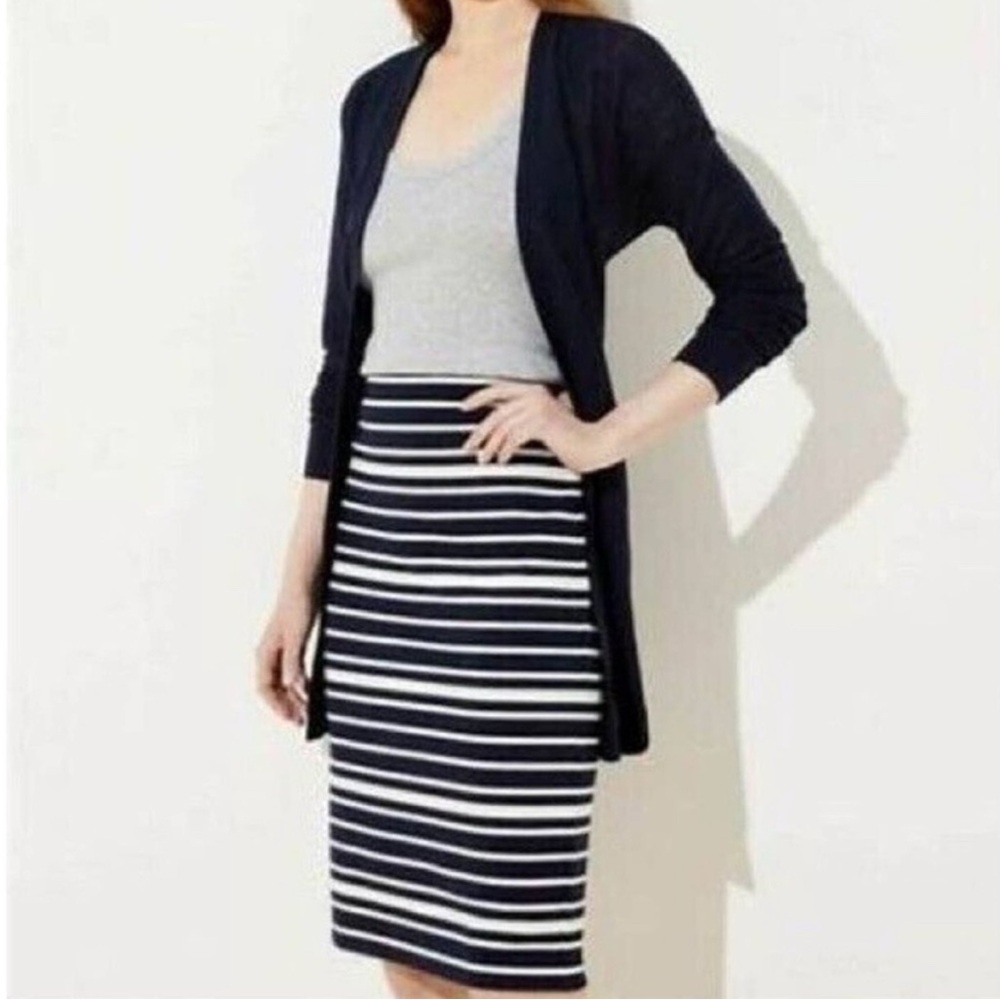 LOFT Striped Stretchy Pencil Skirt